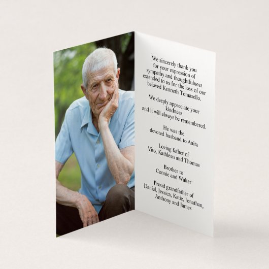 Eenvoudige begrafenisherdenkingsfoto gevouwen Kaar Kaart (Binnen)