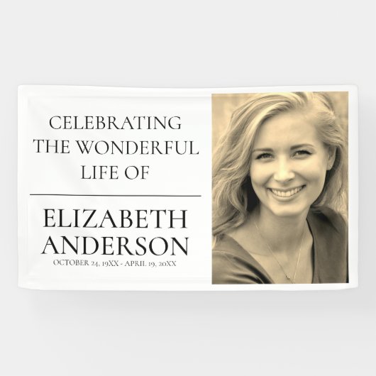 Eenvoudige begrafenisherdenkingsfoto spandoek (Horizontaal)