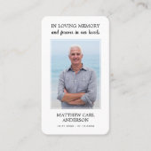 Eenvoudige begrafenisherdenkingsfoto US Flag Praye Visitekaartje (Voorkant)