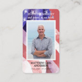 Eenvoudige begrafenisherdenkingsfoto US Flag Praye Visitekaartje (Voorkant)