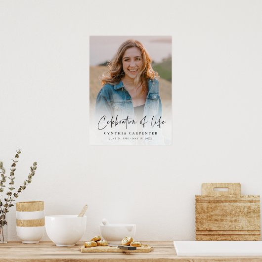 Eenvoudige begrafenisherdenkingsfotoviering van he poster (Keuken)