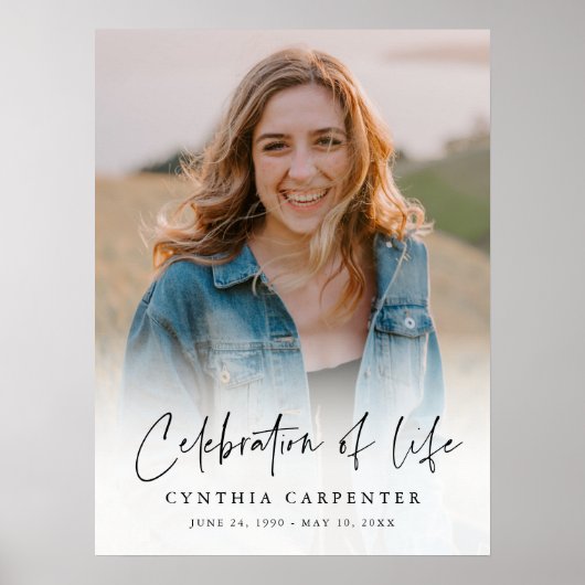 Eenvoudige begrafenisherdenkingsfotoviering van he poster (Voorkant)