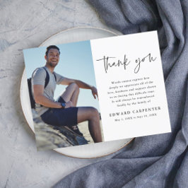 Eenvoudige begrafenisherinnering Foto bedankt Briefkaart