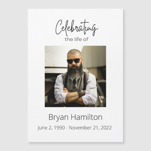 Eenvoudige begrafenisviering van het leven magnetische uitnodiging (Voorkant)