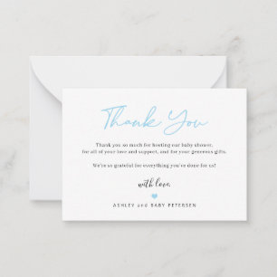 Eenvoudige begroting script babyshower bedankt notitiekaartje