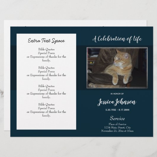 Eenvoudige begroting voor het begrafenisprogramma (Voorkant / Achterkant)