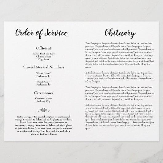 Eenvoudige begroting voor het begrafenisprogramma (Achterkant)