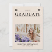 Eenvoudige Beige Afstuderen Fotoaankondiging Aankondiging (Voorkant)