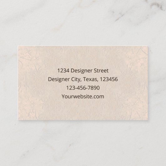 Eenvoudige Beige Bruin Eenvoudige Elegante Textuur Visitekaartje (Achterkant)