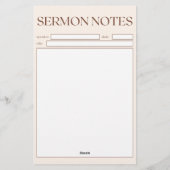 Eenvoudige beige Christelijke preeknotities voor d Briefpapier (Achterkant)