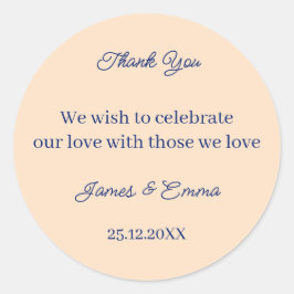 Eenvoudige Beige Custom Wedding Ronde Sticker