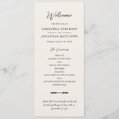 Eenvoudige beige elegante script huwelijksceremoni programmakaart (Voorkant)