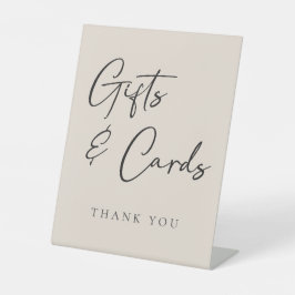 Eenvoudige Beige Elegante Trouwgeschenken en Kaart Reclamebord Met Voetstuk