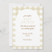 Eenvoudige Beige Gingham Baby shower Uitnodiging (Voorkant)