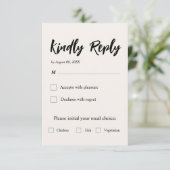 Eenvoudige Beige Huwelijks RSVP (Staand voorkant)