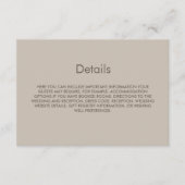 Eenvoudige Beige Huwelijksdetails Informatiekaartje (Voorkant)