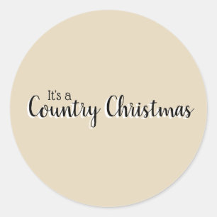 Eenvoudige beige landelijke Kerstmis  Ronde Sticker