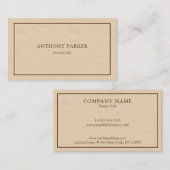 Eenvoudige beige lederen look visitekaartje (Voorkant / Achterkant)