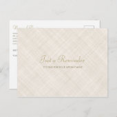Eenvoudige beige Linen Elegant Script Appointment Briefkaart (Voorkant / Achterkant)
