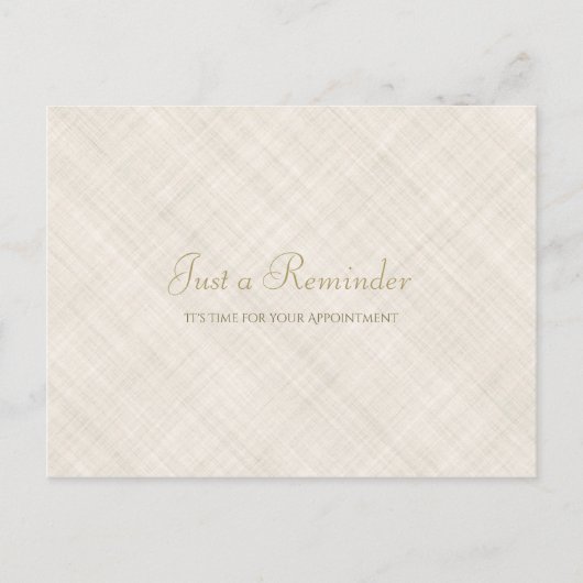 Eenvoudige beige Linen Elegant Script Appointment Briefkaart (Voorkant)