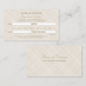 Eenvoudige beige linnen elegante script afspraak afsprakenkaartje (Voorkant / Achterkant)