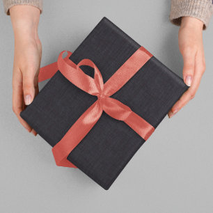 Eenvoudige beige linnen zwarte textuur cadeaupapier