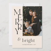 Eenvoudige Beige Merry Typography Wildflower Chris Feestdagenkaart (Voorkant)