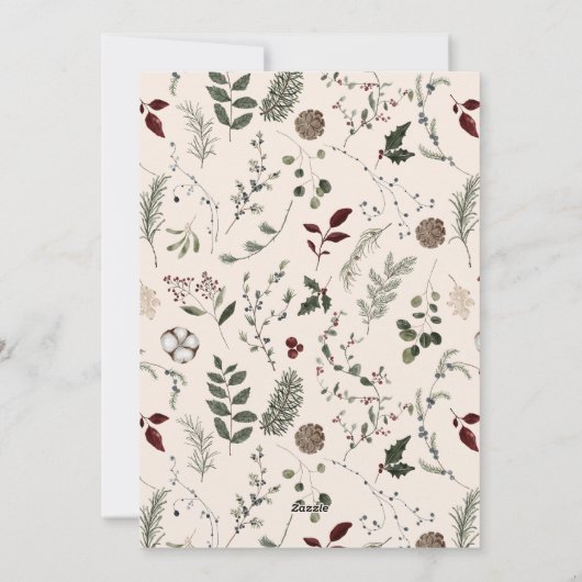 Eenvoudige Beige Merry Typography Wildflower Chris Feestdagenkaart (Achterkant)