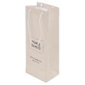 Eenvoudige beige minimale zakelijke Logo wijnpapie Wijn Cadeautas (Achterkant Gekanteld)