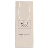 Eenvoudige beige minimale zakelijke Logo wijnpapie Wijn Cadeautas (Achterkant)