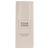 Eenvoudige beige minimale zakelijke Logo wijnpapie Wijn Cadeautas (Voorkant)