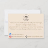 Eenvoudige beige minimalist bedankpas bedankkaart (Achterkant)