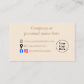 Eenvoudige beige minimalist klantenkaartje (Achterkant)