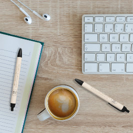 Eenvoudige beige minimalist zwarte inkt pen