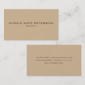 Eenvoudige beige-minimalistische legante consultan visitekaartje (Voorkant / Achterkant)
