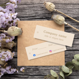 Eenvoudige beige minimalistische Prijskaart Mini Visitekaartje