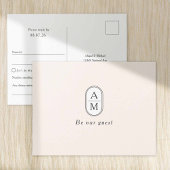 Eenvoudige Beige Modern Couple Initialen RSVP brie Uitnodiging Briefkaart