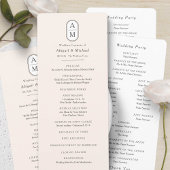 Eenvoudige beige, moderne initialen volgorde van s programmakaart