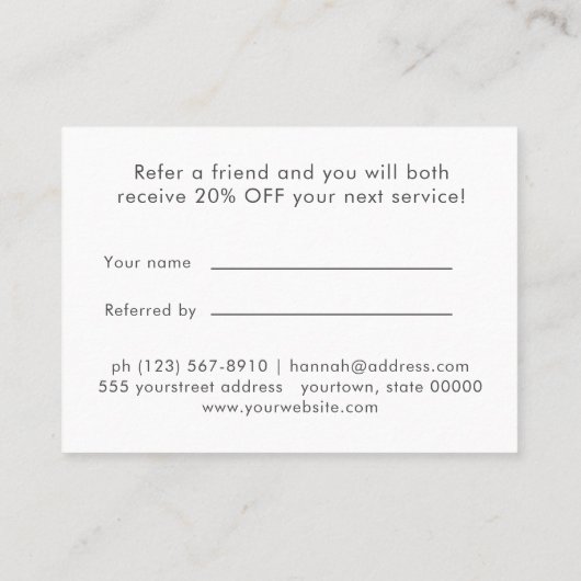 Eenvoudige beige moderne minimalistische doorverwi visitekaartje (Achterkant)