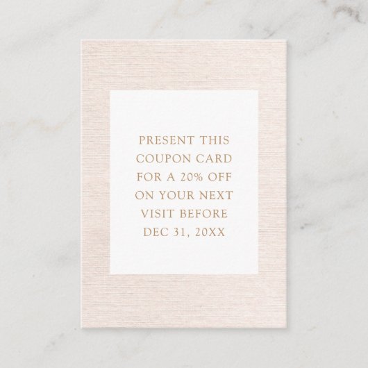 Eenvoudige Beige Moderne Minimalistische kortingsk Visitekaartje (Voorkant)