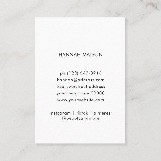 Eenvoudige Beige Moderne Minimalistische kortingsk Visitekaartje (Achterkant)