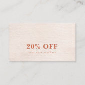 Eenvoudige Beige Moderne Minimalistische kortingsk Visitekaartje (Voorkant)