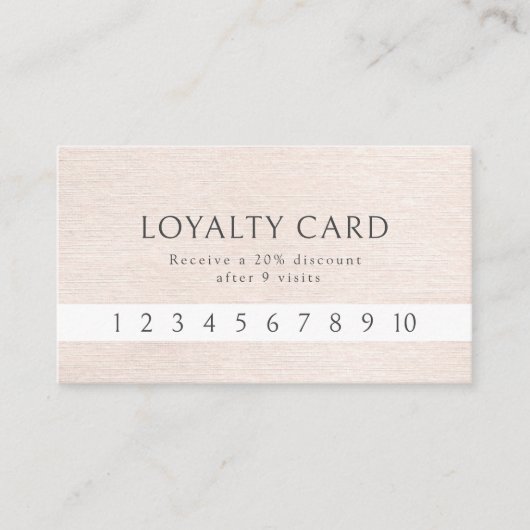 Eenvoudige beige moderne minimalistische loyalitei visitekaartje (Voorkant)