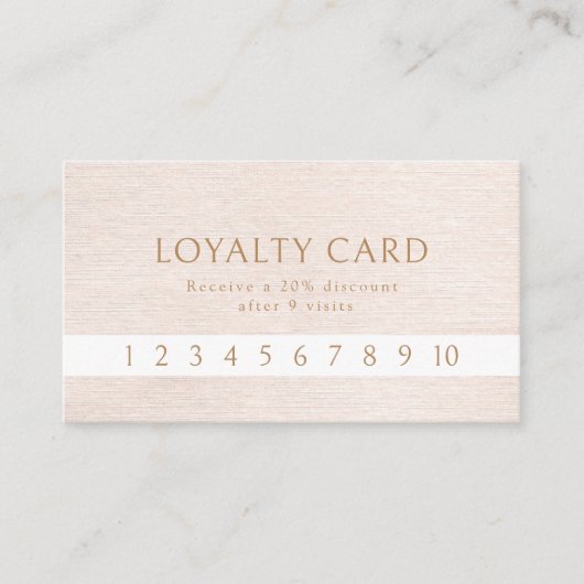 Eenvoudige beige moderne minimalistische loyalitei visitekaartje (Voorkant)