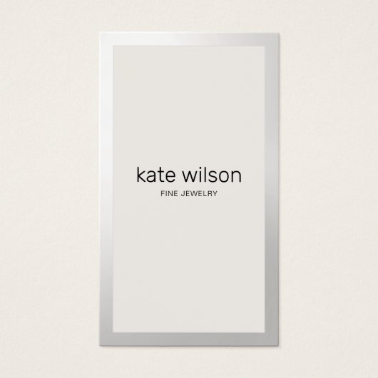 Eenvoudige beige taupe Silver Border Visitekaartje (Voorkant)