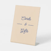 Eenvoudige beige trouwkaarten en geschenken reclamebord met voetstuk (Voorkant)