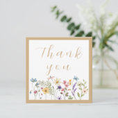 Eenvoudige Beige Waterverf Wildflower Bloemen Bedankkaart (Staand voorkant)