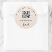 Eenvoudige Beige Zakelijke Logo QR Code Promotie Ronde Sticker (Tas)