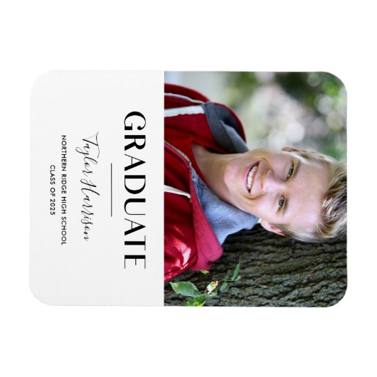 Eenvoudige bekendmaking van Afstuderen zwart-wit A Magneet (Horizontaal)