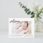 Eenvoudige bekendmaking van Baby Elegant Photo Col Aankondigingskaart (Staand voorkant)